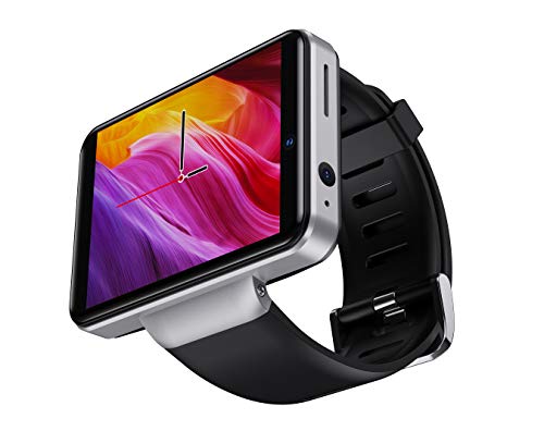Rainbuvvy DM101 4G Smart Watch for Men 2.41' Display Android 7.1 1GB RAM 16GB ROM 2080mAh Watch Phone with Face ID Dual Camera Bluetooth GPS IP67 Waterproof Smartwatch (Silver - 3GB+32GB)