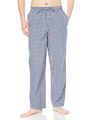 Amazon Essentials Men's Straight-Fit Woven Pajama Pant, Navy White Gingham, X-Large