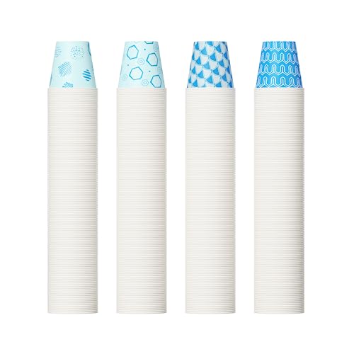 [500Pack ] 3 oz Paper Cups, Small Mouthwash Cups, Disposable Bathroom Cups, Paper Cups for Party, Picnic, BBQ, Travel, and Event, Assorted Blue Pattern