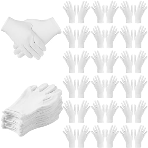 SATINIOR 120 Pieces Cotton Gloves Large Size for Men Women Inspection Gloves for Dry Hand Art Handling Coin Jewelry (White, XL)
