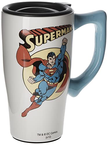 Spoontiques - Ceramic Travel Mugs - Superman Cup - Hot or Cold Beverages - Gift for Coffee Lovers