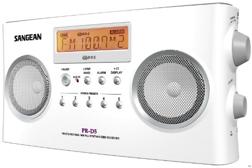 Sangean PR-D5 Portable Radio with Digital Tuning and RDS (White)