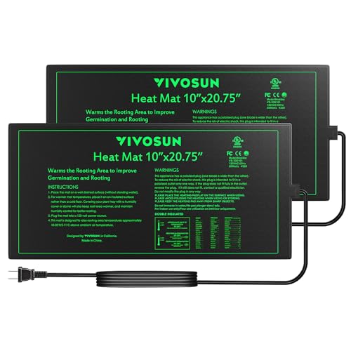 VIVOSUN 2 Pack Durable Waterproof Seedling Heat Mat 10' x 20.75' UL & MET-Certified Warm Hydroponic Heating Pad for Germination, Indoor Gardening, Greenhouse
