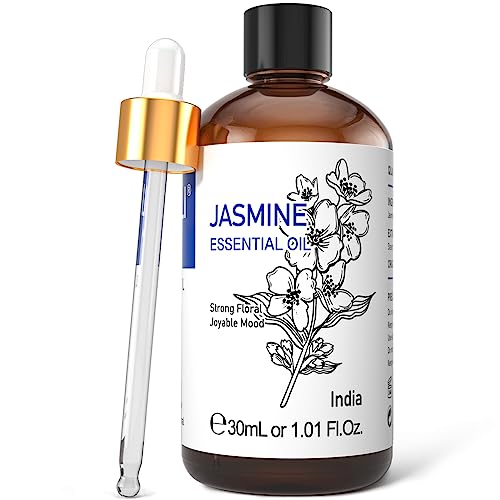 HIQILI 1 Fl Oz Jasmine Essential Oil, 100% Pure Natural for Diffuser, Hair, Skin, Perfume Making - 30ml