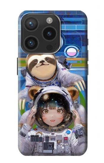 R3915 Raccoon Girl Baby Sloth Astronaut Suit Case Cover for iPhone 15 Pro