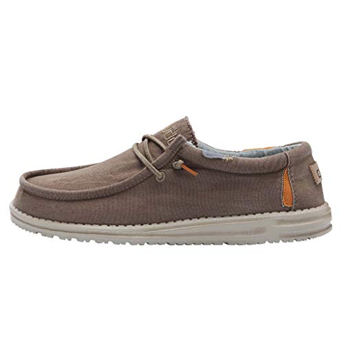 Hey Dude Men's Wally Washed Walnut Size 8 | Men’s Shoes | Men's Lace Up Loafers | Comfortable & Light-Weight