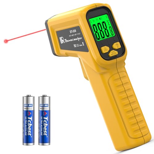 Surpeer Infrared Thermometer Temperature Gun -58°F to 1112°F (-50 to 600°C) Digital Laser IR Temp Gun, for Cooking, Pizza Oven, Grill, BBQ, Engine - with Adj. Max-Min Meas (Yellow)