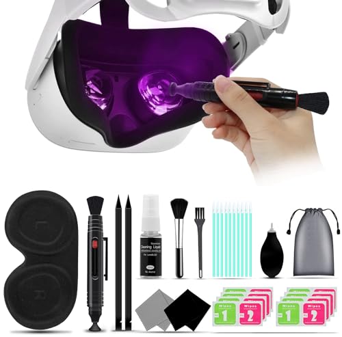 VR Headset Cleaning Kit with Lens Protector Cover Compatible with Vision Pro/Quest 3 - Lens Pen Cleaner Kit for VR Headset/Xbox/Camera - VR Cleaning kit - Protect Lens from Sunlight, Scratches, Dust