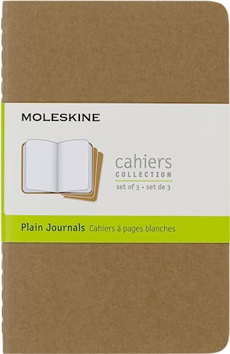 Moleskine Cahier Journal, Soft Cover, Pocket (3.5' x 5.5') Plain/Blank, Kraft Brown, 64 Pages (Set of 3)