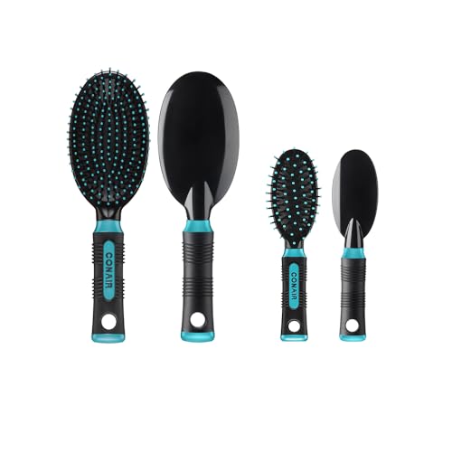 Conair Salon Results Hairbrush, 1 Travel Hairbrush and 1 Full Sized Brush, Hairbrushes for All Hair Types