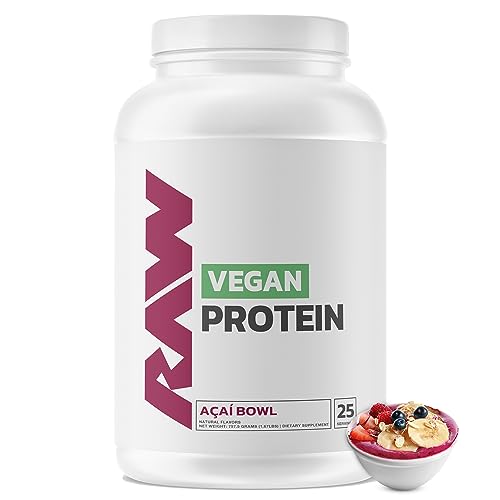 RAW Vegan Protein Powder, Acai Bowl - 20g of Plant-Based Protein Powder & Fortified with Vitamins for Muscle Growth & Recovery - Low-Fat, Low Carb, Naturally Flavored & Sweetened - 25 Servings