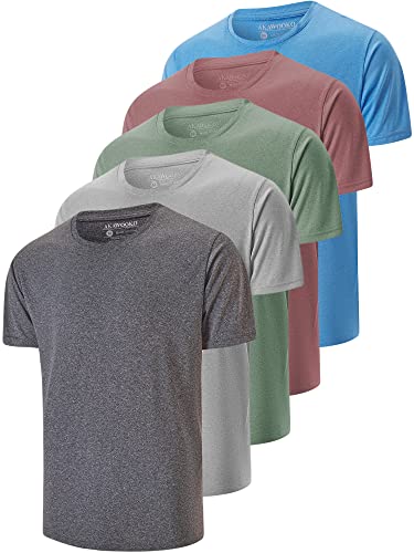 5 Pack Men's Dry Fit T Shirts, Athletic Running Gym Workout Short Sleeve Tee Shirts for Men (US, Alpha, X-Large, Regular, Regular, Set 4)