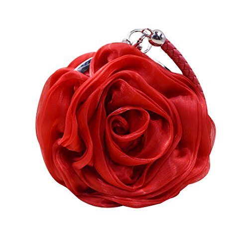 Mily Womens Satin Evening Bag Flower Shaped Wristlet Soft Satin Wristlet Handbag Wedding Party Purse