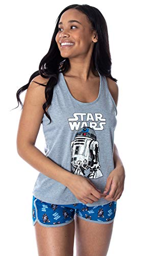 Star Wars Women's R2-D2 Beep Beep Boop Boop! Racerback Tank and Shorts Loungewear Pajama Set (Medium)
