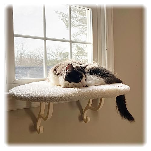 K&H Pet Products Kitty Sill Window Sill Cat Perch, Cat Window Perch for Large Cats, Cat Window Seat, Cat Shelf for Window Sill, Window Cat Bed, Cat Perch w/ Washable Cover – Fleece Unheated