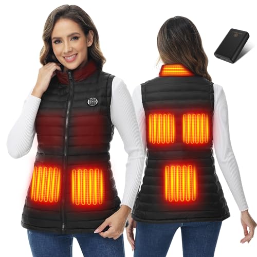 Teiisuoa Heated Vest Women with Battery Pack Included, Lightweight Warm Electric Heated Jacket, Rechargeable Heating Vest for Winter(M)