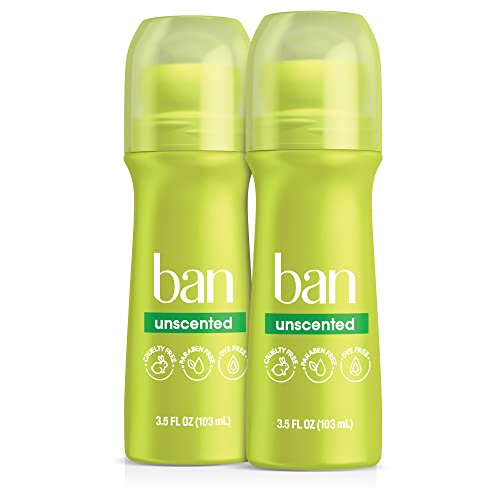 Ban Original Unscented 24-hour Invisible Antiperspirant, Roll-on Deodorant for Women and Men, Underarm Wetness Protection, with Odor-fighting Ingredients, 3.5 Fl Oz (Pack of 2)