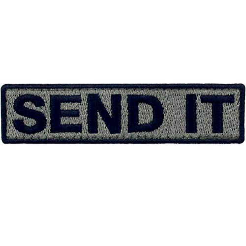 Send It Embroidered Patch Tactical Morale Applique Fastener Hook & Loop Emblem, Olive & Black