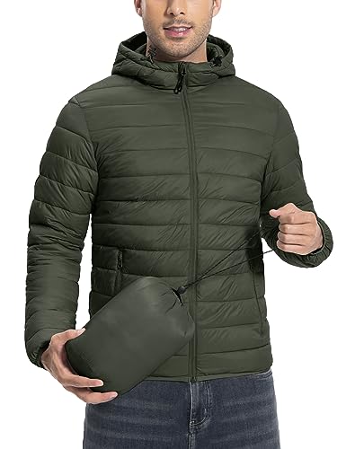 Pioneer Camp men winter jacket hooded puffer lightweight packable puffy work jacket for men outwear and outdoor