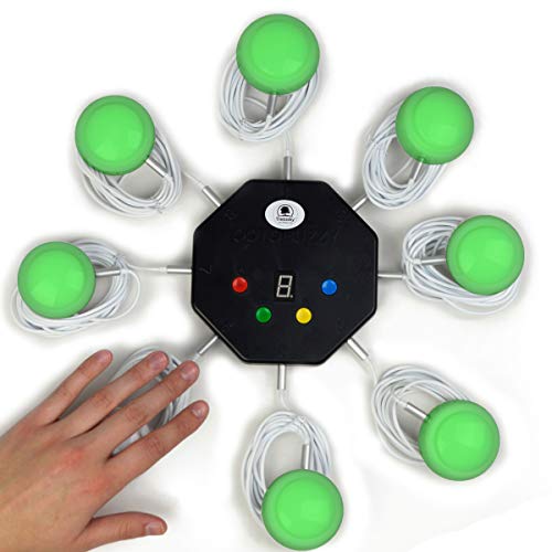 Trebisky Buzzer for Game Show, Educational and Classroom Quiz, Family Games Night, Jeopardy Trivia, Set of 8 LED Light Answer Buzzers, System w/ 3ft Cables(System 2nd Gen)