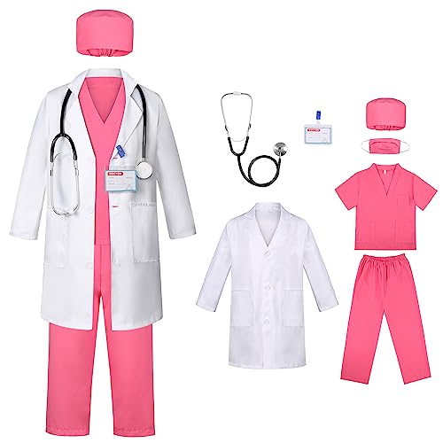 Gortykor Kids Doctor Costume Doctor Lab Coat for Kids Doctor Lab Costumes for Boys Girls 3-12 (10-12 Years)