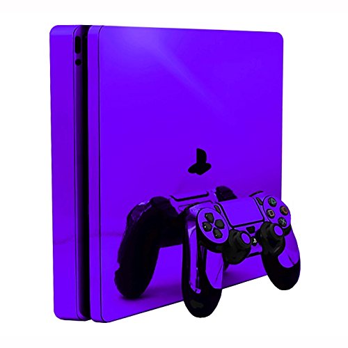 Purple Chrome Mirror - Vinyl Decal Mod Skin Kit by System Skins - Compatible with Playstation 4 Slim Console (PS4S)