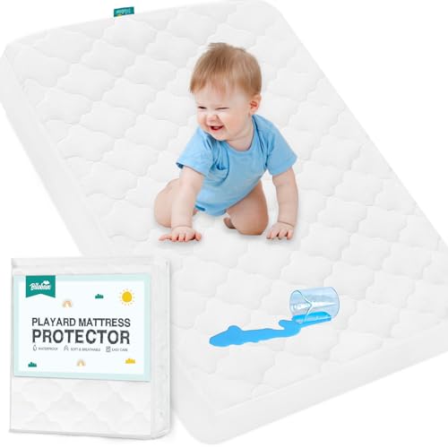 Waterproof Pack and Play Mattress Pad Cover, Pack and Play Sheet Quilted 39' x 27' Compatible with Graco Pack n Play Playard | Mini Crib Mattress