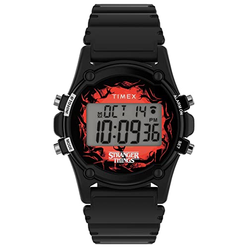 Timex Atlantis x Stranger Things 40mm Watch – Black & Red Case with Black Resin Strap