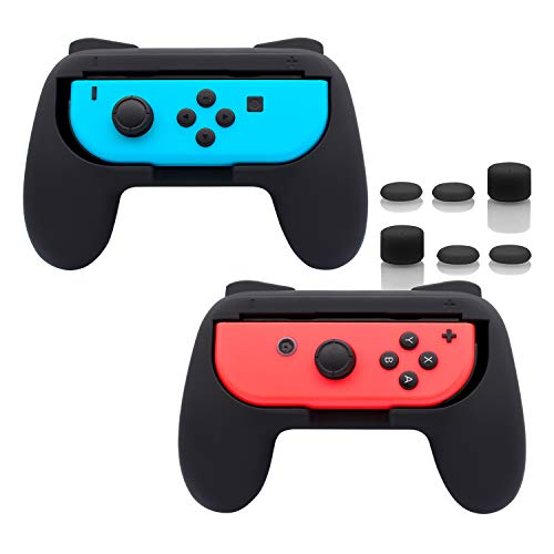 FASTSNAIL Grips for Nintendo Switch Joy-Con, Wear-resistant Handle Kit for Switch Joy Cons Controller, 2 Pack (Black)