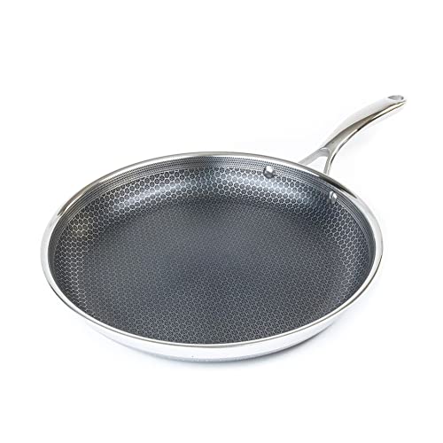 Hexclad Hybrid Nonstick Cookware 12' Frying Pan, PFOA Free, Metal Utensil Safe, Induction Ready