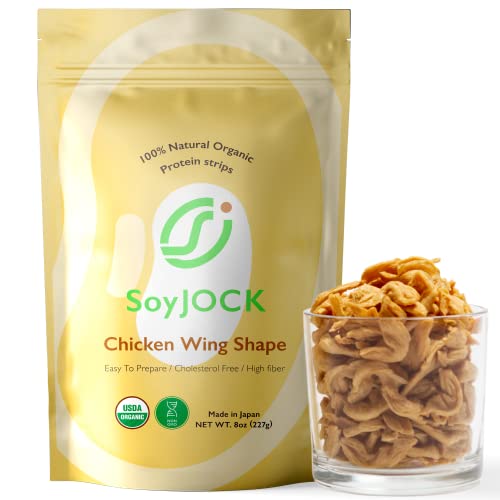 SoyJOCK TVP Organic Soy Beans Protein Strips - Vegan Meat Substitute - 8oz Soy Chunks textured vegetable protein - 1 Pack