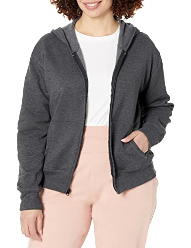 Hanes Women's EcoSmart Full-Zip Hoodie Sweatshirt, Slate Heather, x Large