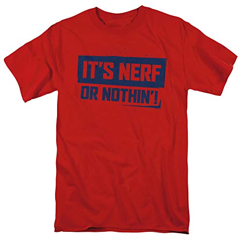 Nerf Or Nothing Unisex Adult T-Shirt for Men and Women, Red, X-Large