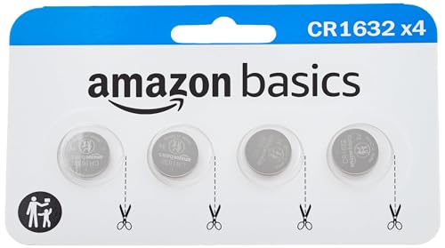 Amazon Basics 4-Pack CR1632 Lithium Coin Cell Battery, 3 Volt, Long Lasting Power, Mercury-Free
