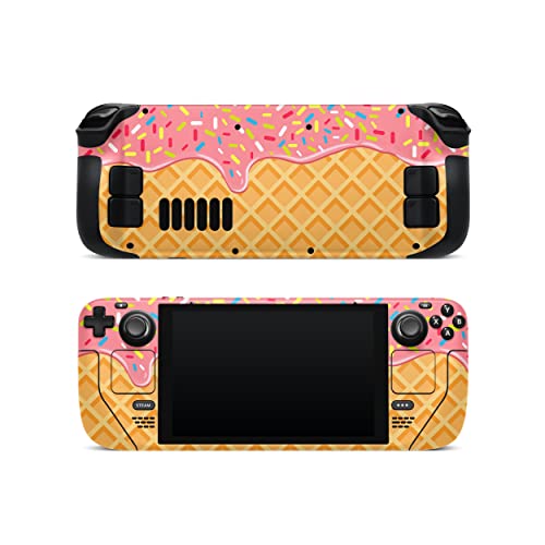 ZOOMHITSKINS Compatible with Nintendo Switch Skin Pink Cover, Waffle Donut Sweet Candy Cute Food, 3M Vinyl Decal Sticker Wrap, Made in The USA