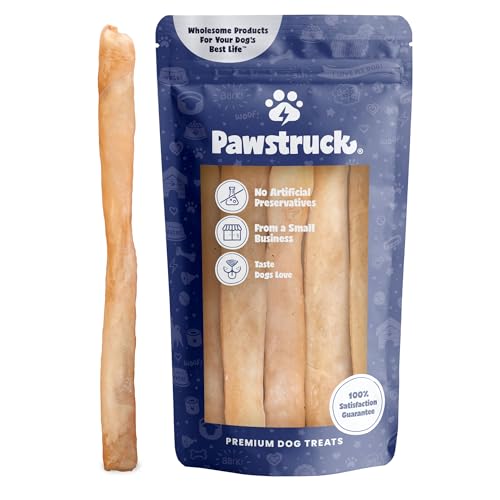 Pawstruck Natural Large 12' Beef Collagen Sticks for Dogs - Healthy Long Lasting Alternative to Traditional Rawhide - High Protein Treats w/Chondroitin & Glucosamine - 5 Count - Packaging May Vary