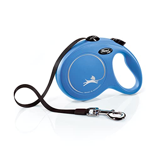 FLEXI New Classic Retractable Dog Leash (Tape), 16 ft, Large, Blue