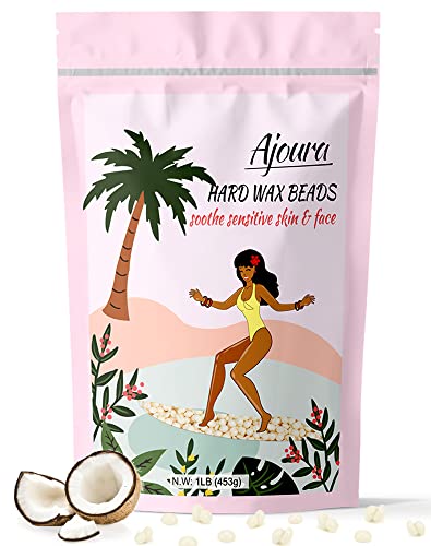 Ajoura 1lb Refill Wax Beans for Hair Removal Kit, Brazilian Coarse Waxing for Bikini, Face, Eyebrow, Back, Chest, Legs, Armpit, At Home Waxing Beads for Women Men