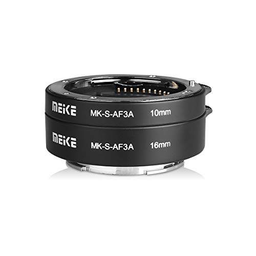 MEIKE MK-S-AF3A AF Auto Focus Macro Extension Tube Adapter Ring (10mm+16mm) for Sony Mirrorless E-Mount FE-Mount A7 NEX Camera A7 A7II A7M2 NEX3 NEX5 NEX6 NEX7 A5000 A5100 A6000 A6300 A6500 A9 A6400