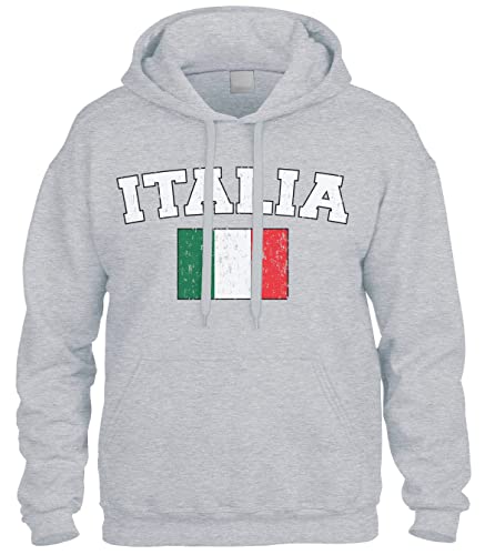 Cybertela Faded Distressed Italian Italy Italia Flag Sweatshirt Hoodie Hoody (Light Gray, 3X-Large)