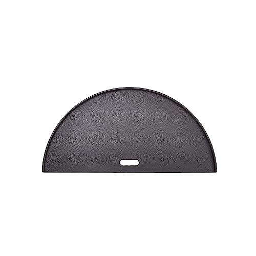 Kamado Joe Half-Moon Cast Iron Reversible Flat-Top Griddle with Smooth and Ribbed Surface for Classic Joe Charcoal Grill and Smokers in Black, Model KJ-HCIGRIDDLE