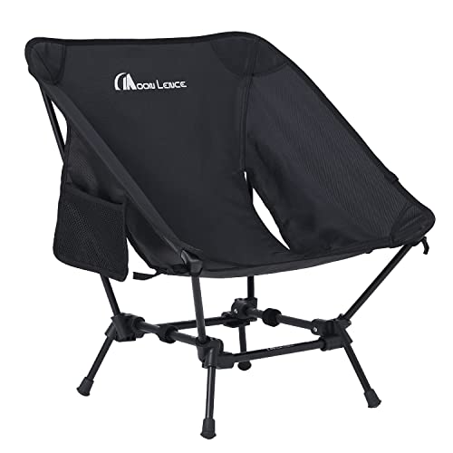MOON LENCE Camping Chairs, Compact Backpacking Chair Small Folding Chair Lawn Chair with Side Pockets Portable Lightweight for Hiking & Beach & Fishing