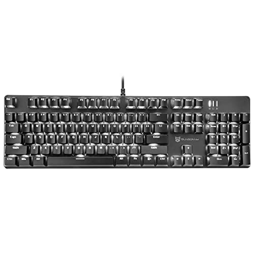 Merdia Mechanical Keyboard Gaming Keyboard | Brown Switch White Backlit Keyboard | 104 Keys US Layout | Wired Gaming Keyboard | Hot Swappable Mechanical Keyboard | PC Gaming Keyboards (Black)