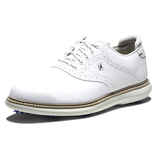 FootJoy Men's Traditions Golf Shoe, White/White, 10