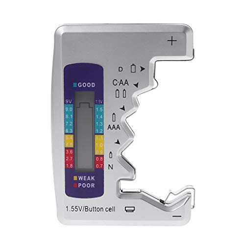 Peuriy Digital Battery Tester Battery Capacity Detector for C/D/N/AA/AAA/9V 6F22 Batteries /1.55V Button Cell