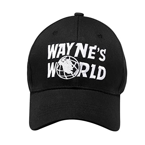 CFPrint Wayne's Cap World Hat, Embroidered Dad Hat Halloween Cosplay Waynes Baseball Cap Black for Adult Men Women Trucker Unisex Adjustable