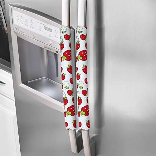 OUGAR8 Refrigerator Door Handle Cover Soft Protective Electrical Kitchen Appliances Gloves Fridge Door Handle Cloth Protector- Catches Drips, Smudges and Fingerprints Leaving Dust Covers (Strawberry)