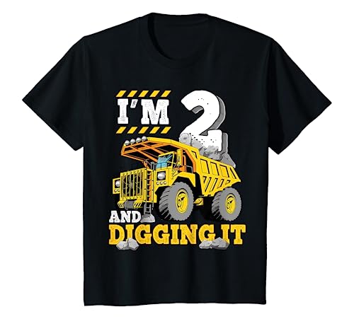 Two 2th Birthday Cool Construction Truck 2yr Boy 2 Years Old T-Shirt