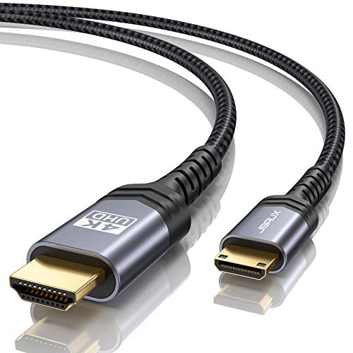 JSAUX Mini HDMI to HDMI Cable 10FT, [Aluminum Shell, Braided] High Speed 4K 60Hz HDMI 2.0 Cord, Compatible with Camera, Camcorder, Tablet and Graphics/Video Card, Laptop, Raspberry Pi Zero W -Grey