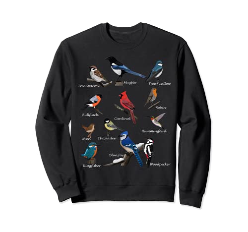 Garden Birds Cardinal Blue Jay Hummingbird Robin Wren Finch Sweatshirt